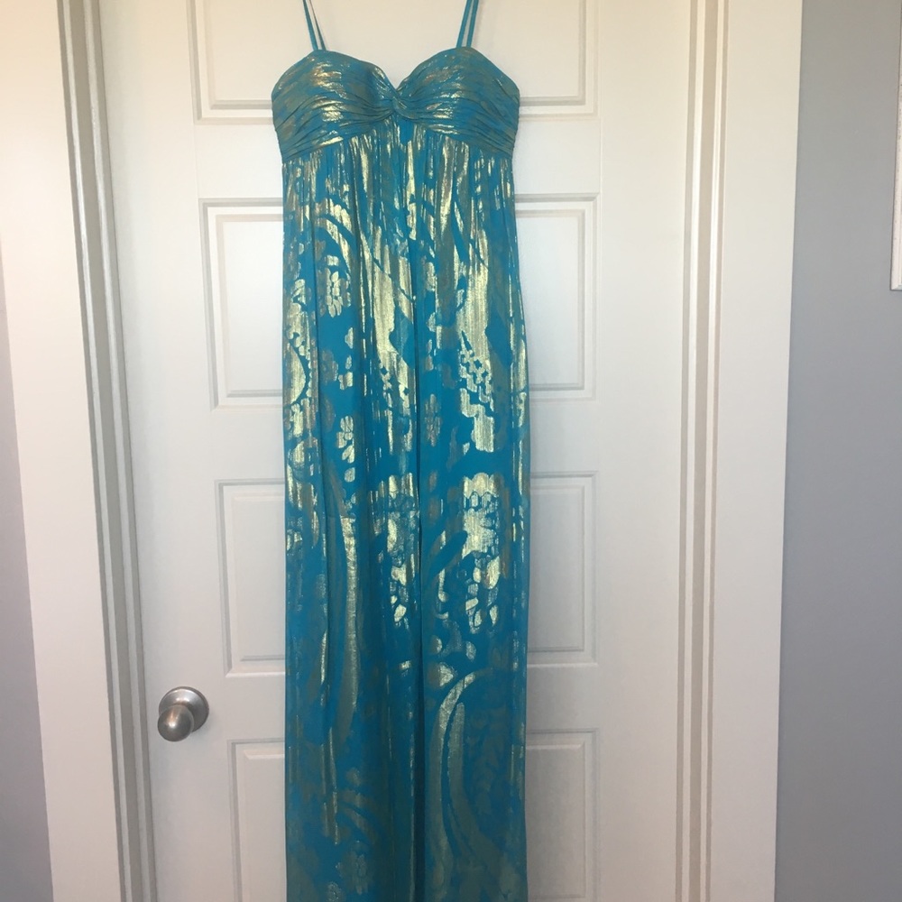 Aqua Dresses Blue Silk Blend Maxi Dress Sz 0
